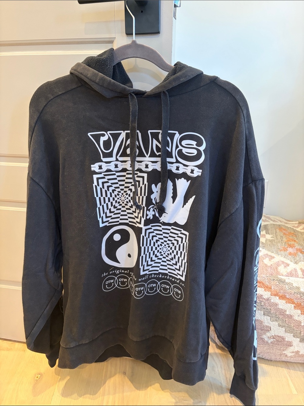 Vans Black Zip-Up Hoodie with White Graphic